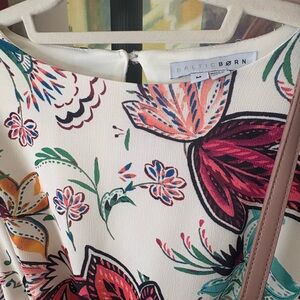 Baltic Born Floral Long Sleeve Dress in Cream, Pink, Green, Coral - Size M